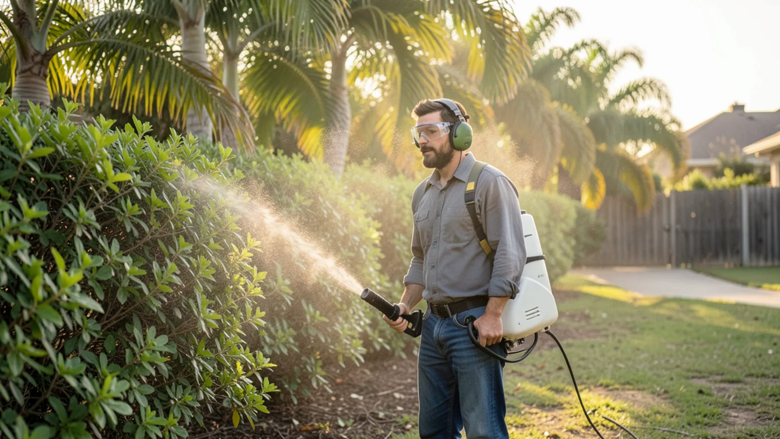 Backyard backpack mist mosquito treatment in Ruskin FL