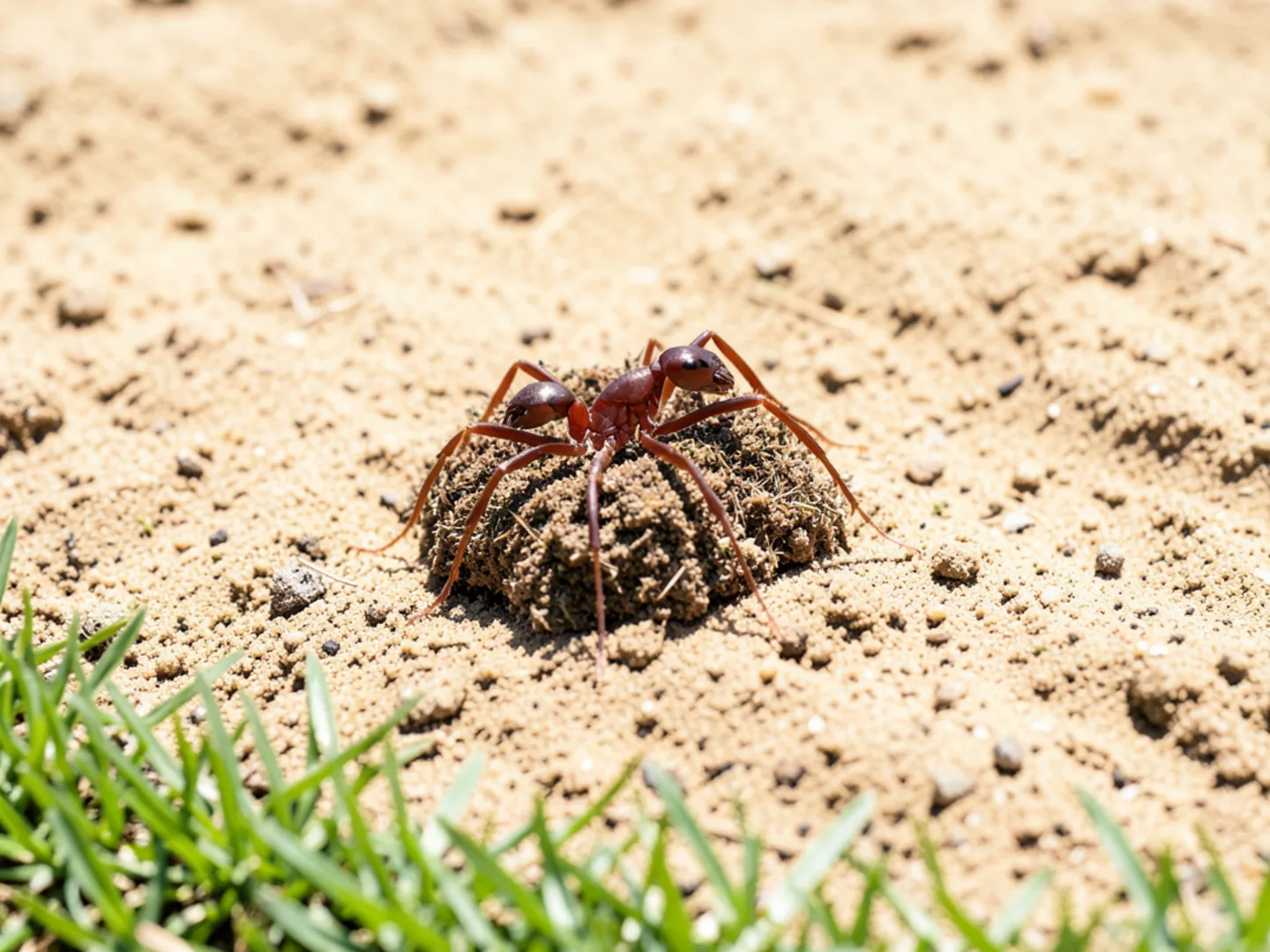 Red imported fire ant colony on freshly graded soil in Parrish FL
