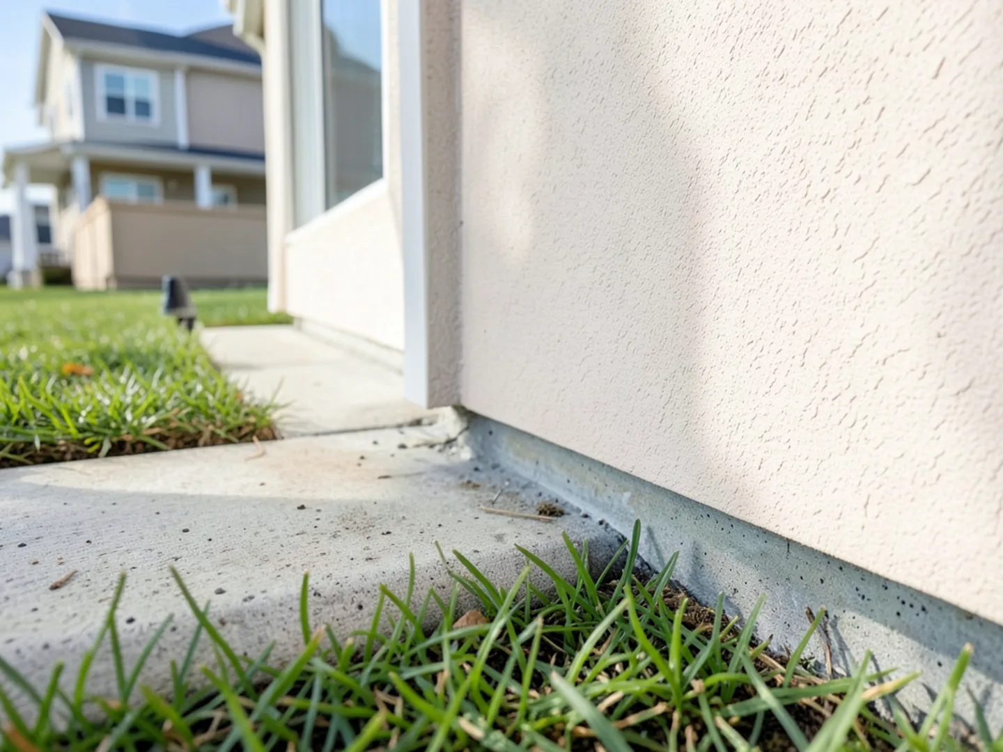 Examining stucco weep screed on two-story home in Riverview