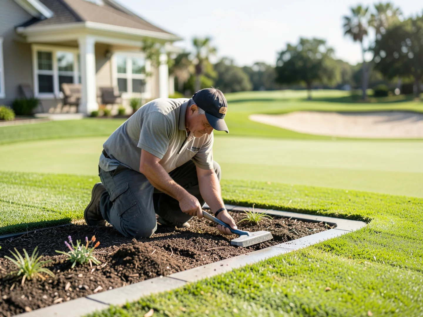 Treating foundation perimeter along golf course boundary in Sun City Center