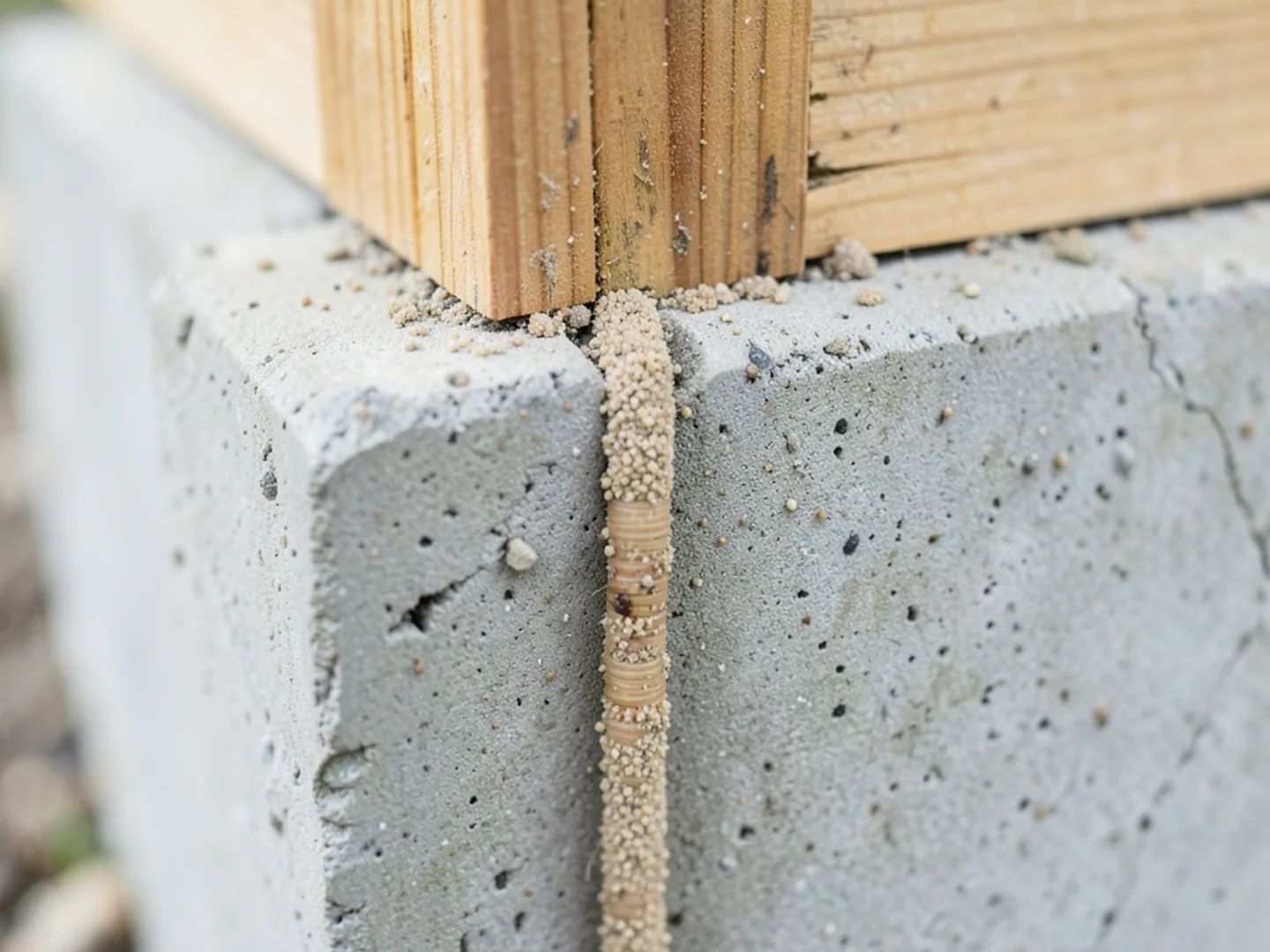 Subterranean termite mud shelter tube crossing stem wall